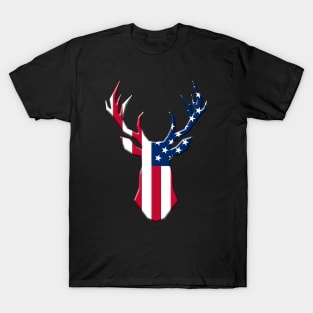 USA Flag Deer Hunting Emblem American Hunters Gift T-Shirt